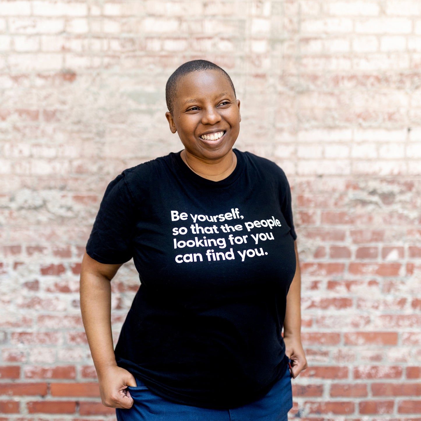 LaShana Lewis wearing the 'Be Yourself' tee. Photo by Jennifer Korman.